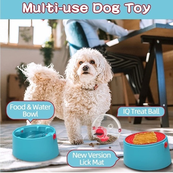 Dog Ball Bowl Set-Dog Treat Slow Feeder Bowl Multifuntional Puppy educational - Picture 2 of 5